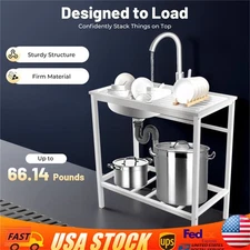 Stainless Steel Outdoor Kitchen Sink with Faucet Hand Washing Station Commercial