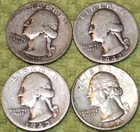 1941, 1942, 1943 & 1944 Washington Quarters