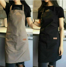 Kitchen Cooking BBQ Plain Denim Canvas Pockets Apron Butcher Crafts Baking Chefs