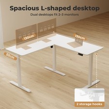 Levede L Shaped Electric Standing Desk Adjustable Height Motorised Home Office — image 4