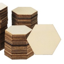 25mm Wood Pieces, 50 Pack Unfinished Hexagonal Wood Shapes Blank Wooden Cutouts