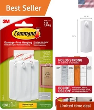 Damage-Free Picture-Hanging Hooks for Pictures up to 11x17 - 3 Large White Hooks