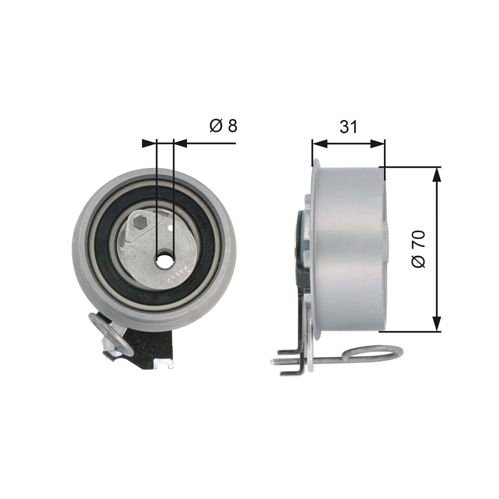 GATES T43135 Tensioner Pulley, timing belt for HYUNDAI,KIA