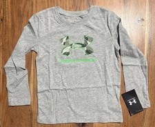 Under Armour Boys Long Sleeve Shirt Size 4 Gray/Green NWT