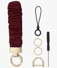 Braided Red Wristlet Key Chain Bracelet, Deta...