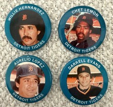 1984 Fun Foods Lot of 4 Detroit Tigers MLB baseball button pins