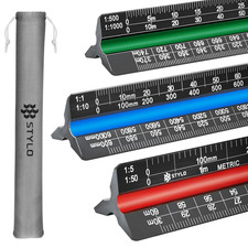 12" Aluminum Architect Scale Ruler Laser Etched Triangle Drafting Ruler