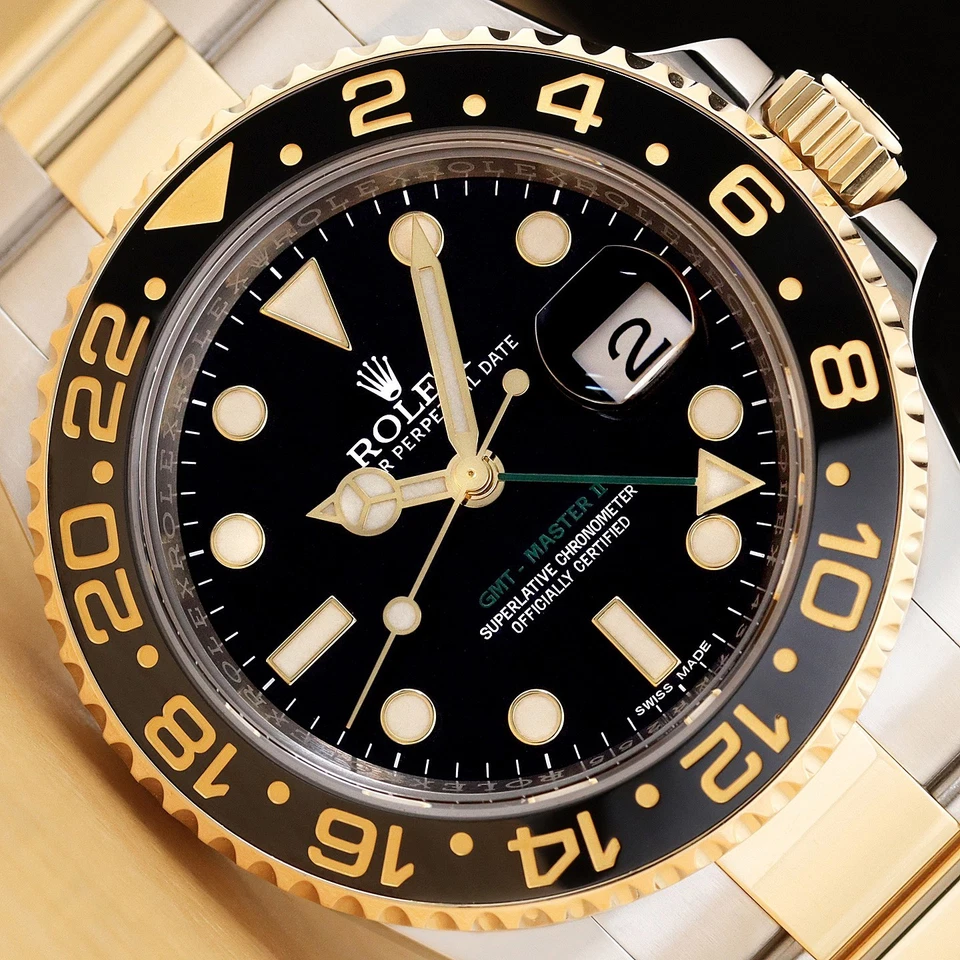 Reloj Card Rolex GMT MASTER II 116713LN 2017 negro oro 18k acero cerámica 40 mm