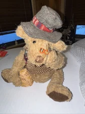 Stuffed Bear 11” w/Hat, Sweater, Beehive, and Bee