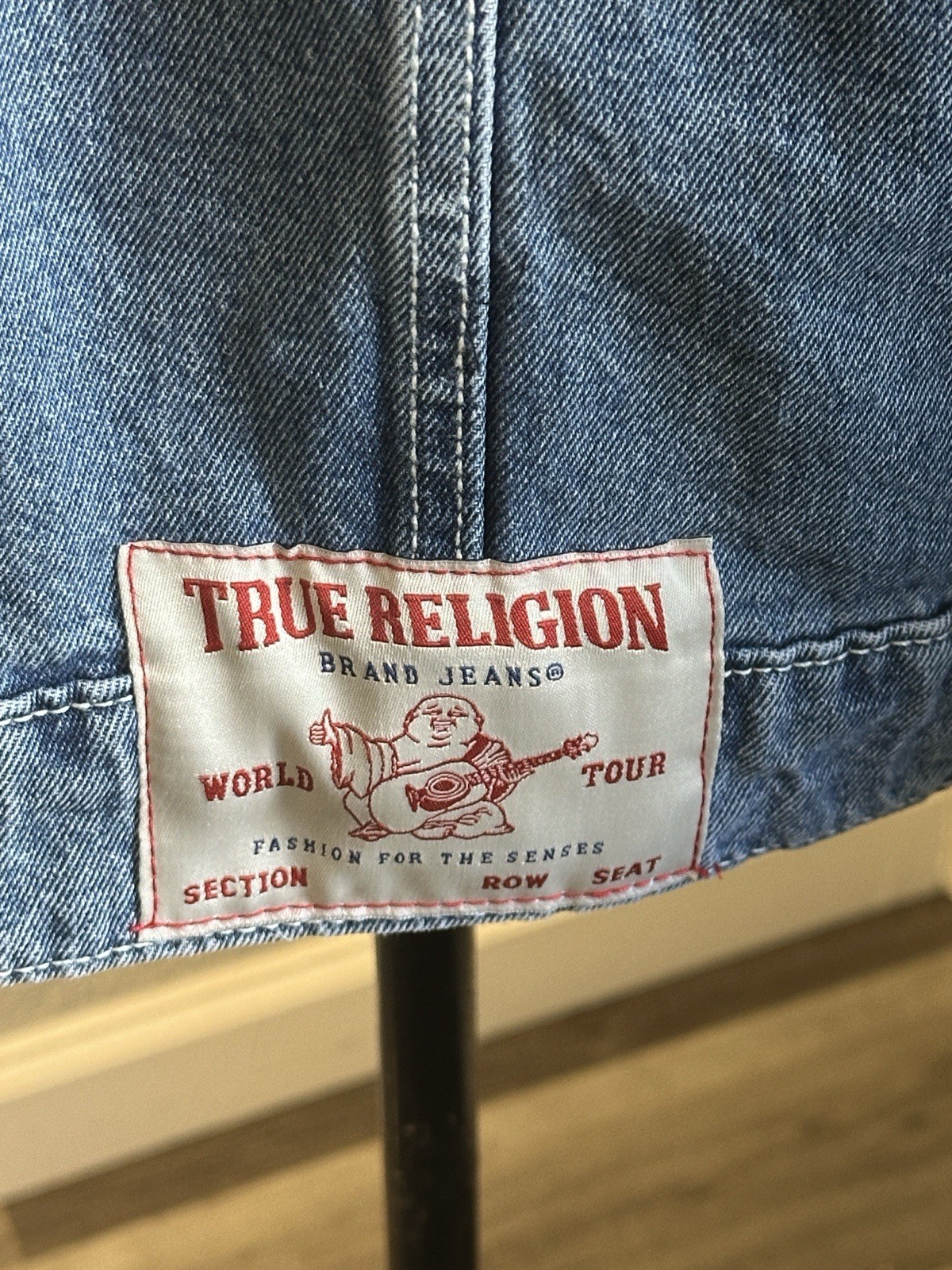 True Religion Light Blue Denim Jacket with Signature Stitching and logo Size M image 7