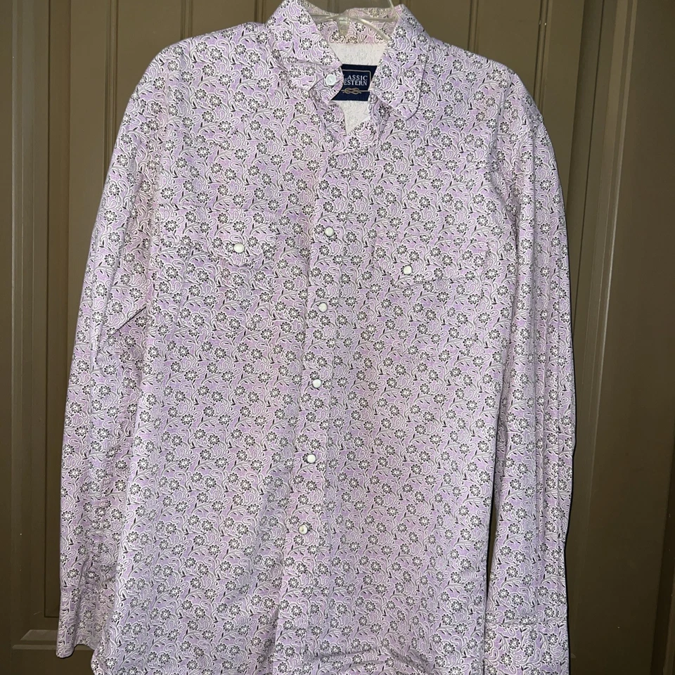 Camisa Clásica Western Pearl A Presión Para Hombres M Púrpura Informal Western Rodeo Vaquero Foto 2 de 4