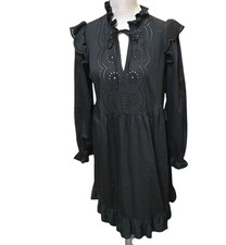 GAP Women's Size Small Black Eyelet Ruffle Dress NWT