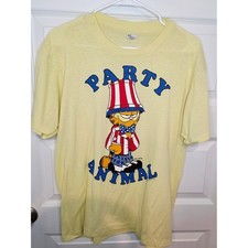 Vintage 1978 Garfield T Shirt Party Animal Jim Davis Yellow Sun Sun Sun USA L