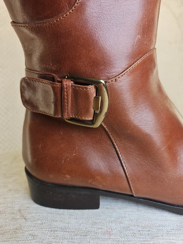 Женщина Amalfi Nordstrom пряжка Италии кожаный коричневый ботинки 6,5 B высокий молнии новый без коробки. - Изображение 2 из 4