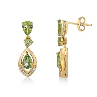 Ohrringe Gelbgold vergoldet 925 Sterling Silber mit Peridot und weißem Topas