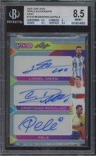 2022 Leaf Vivid Triple Autograph Gray Messi/Ronaldo/Pele BGS 8.5