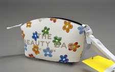 AUTH NWT Marc Jacobs The Beauty Leather Cosmetic Pouch With Wristlet-White/Multi