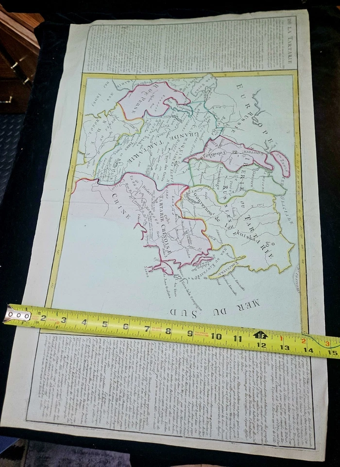 Rare 18TH-CENTURY French Map of Tartary and Siberia Hand-Colored Original Print - Image 2 of 3