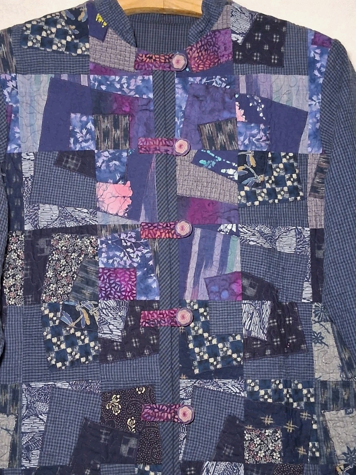 Womens Cotton Patchwork Quilted Jacket Large Blue… - image 3