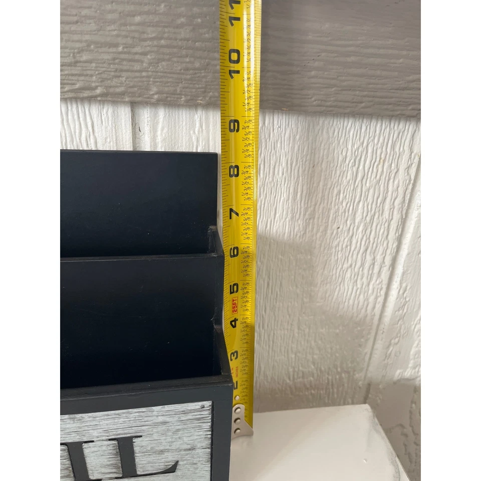 Rustic Mail Holder Organizer Black Galvanized Metal Wood Sign - Image 4 of 4