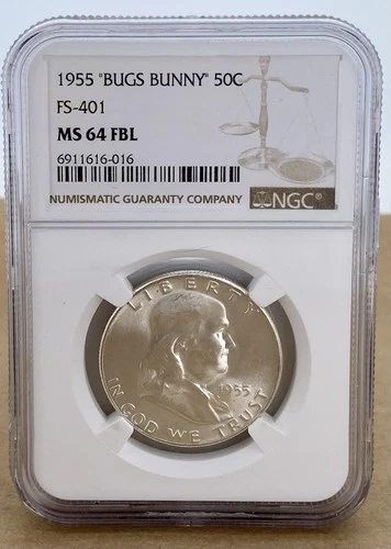 1955 "Bugs Bunny" 50C Franklin Half Dollar FS-401 MS64 FBL NGC