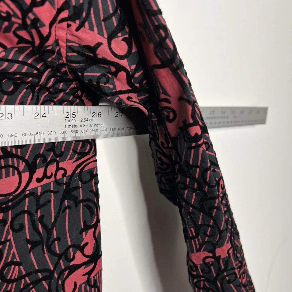 Camisa Attitude Para Hombres 2XL Roja Negra Flocada Terciopelo Gráfico Desplazamiento Botón Delantero Foto 3 de 4