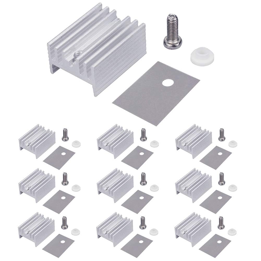 WayinTop 10 Packs TO-220 Aluminum Heatsink & Insulator/Mounting Kits for...