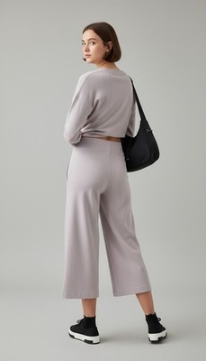 Athleta Seasoft Wide Crop Pants   Women s Medium Tall   Light Taupe   NWT