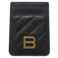 BALENCIAGA Quilted Magnetic Pass Case Card Black Used a6822add2dbac1db90612c8bb7