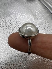 Natural Pearl 925 Sterling Silver Ring Size 8 Gently Loved Video
