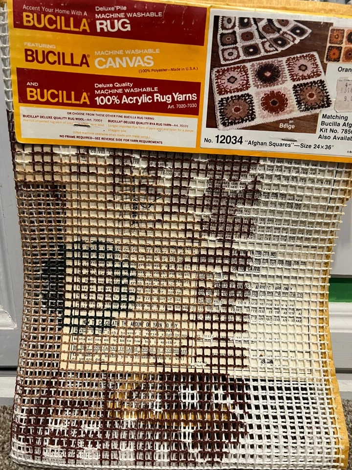 Bucilla Latch Hook Rug Kit #12034 "Afghan Squares" 24"x36" - Image 2 of 4