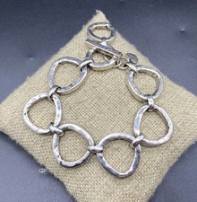 SILPADA-Sterling Hammered 'Silver Rush' Link Adjustable Toggle Bracelet B2709