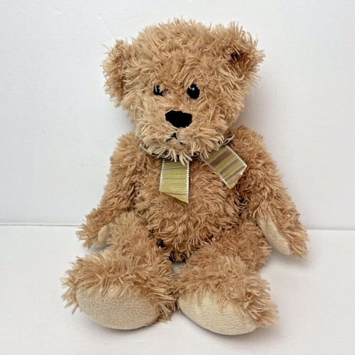Demdaco 14" Nat & Jules Tan Bear w/ Ribbon Plush