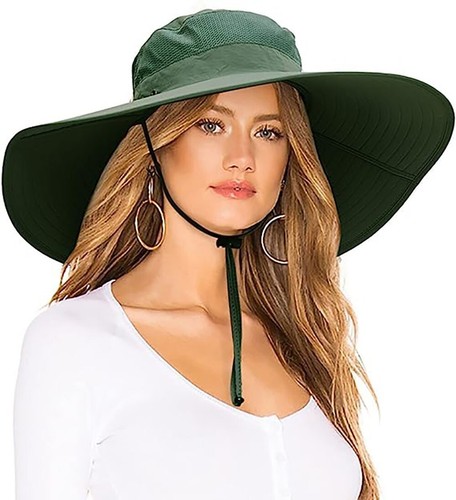 Men Women Summer Bucket Boonie Hat Neck Cover Flap Sun Wide Brim Outdoor Cap - Picture 101 of 142