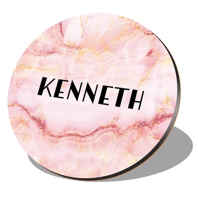 1 x Round Coaster - Name Kenneth Marble Stone Texture Lettering #276068 ...