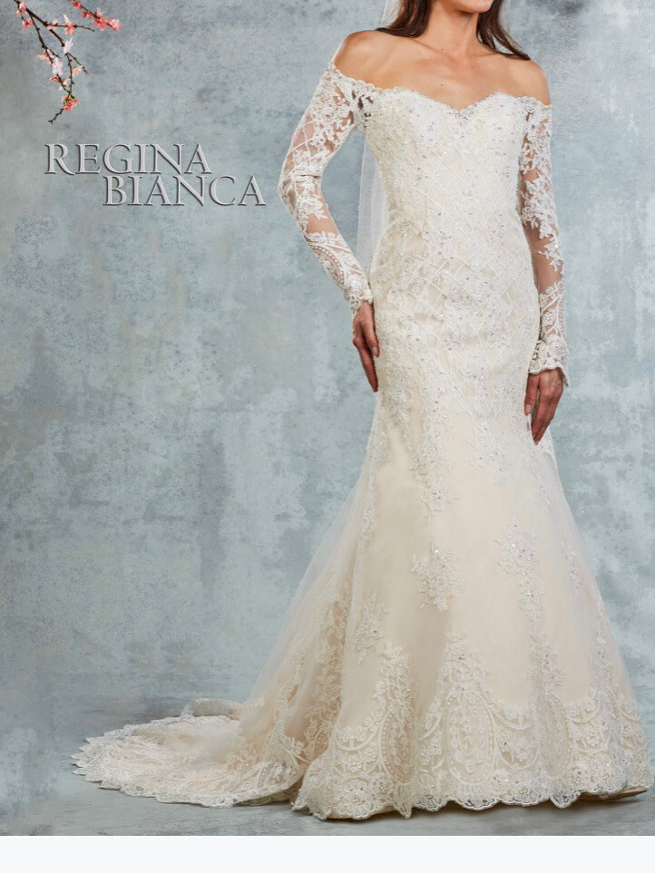 Size 16 Fit And Flare Ivory Wedding Dress NWT Regina Bianca Symphony RB1437