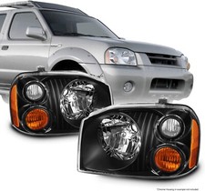 2001-2004 Replacement Black Amber Headlight Pair For Frontier With Hilo Bulb