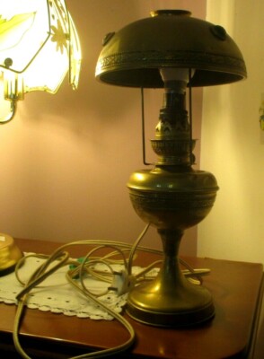 ANCIENNE LAMPE DE mineur nautique en laiton verre vert navire lanterne
