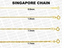 Solid 14K Yellow Gold Singapore Rope Chain Necklace, 16" 18" 20" 24" Inch