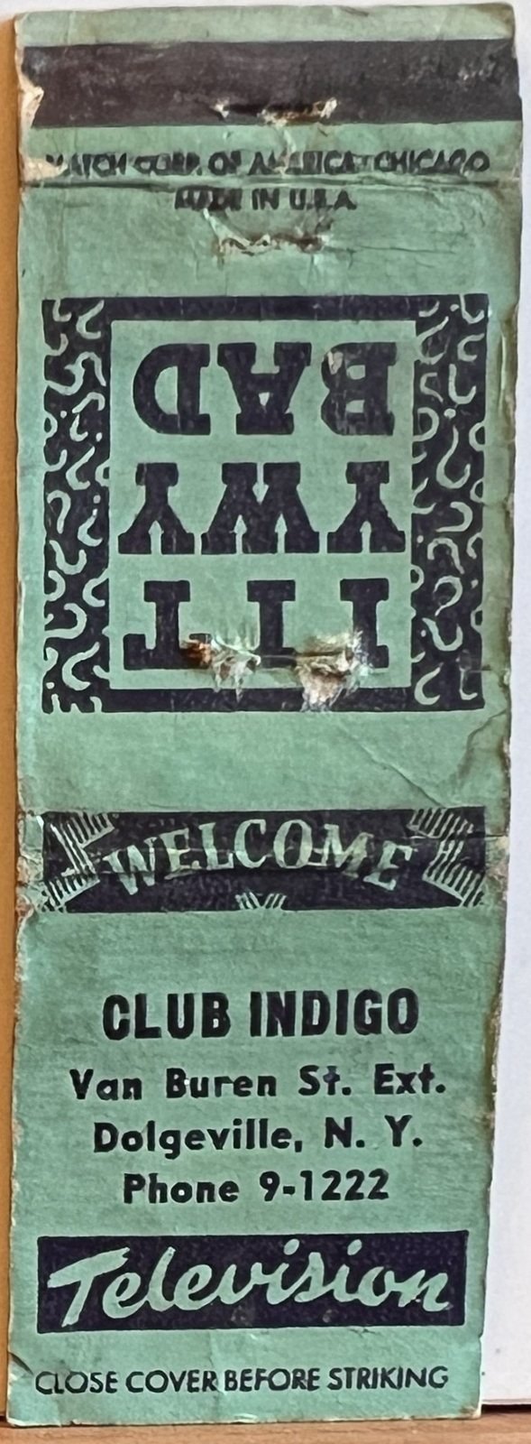 Club Indigo Dolgeville NY New York Vintage Matchbook Cover eBay