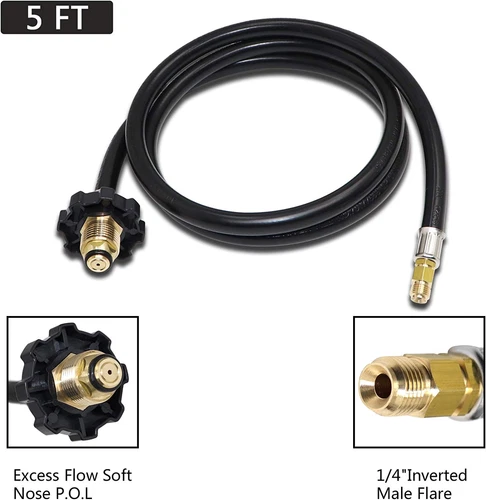 Kit adaptador de camiseta de latón propano, camiseta de latón propano de 4 puertos con manguera de 5 pies y 12 pies - Imagen 10 de 12