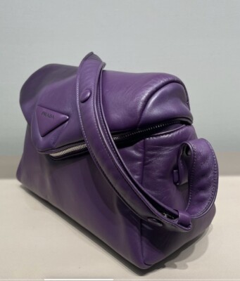 Prada Viola Padded Nappa Leather Signaux Shoulder Bag 1BC165 | eBay
