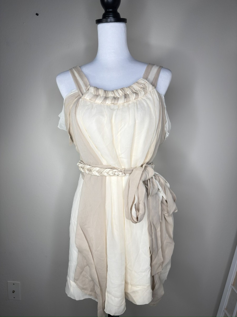 SALE!【BCBG MAXAZRIA】Draped Peasant Skirt Dress BCBG Maxazria RUNWAY Vintage Silk Dress Fairy Peasant Y2K