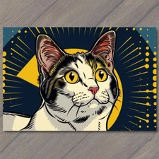 POSTCARD Cat Pop Art Halftone Cartoon Bright Colorful Fun Cute Colors Happy