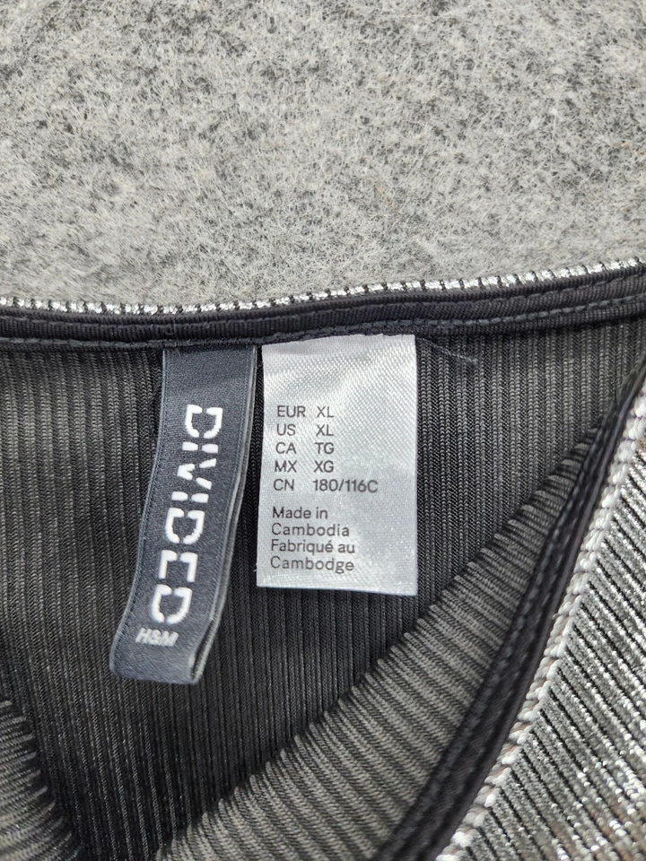 Vestido corto H&M Dividido para mujer XL sin mangas plateado Foto 3 de 4