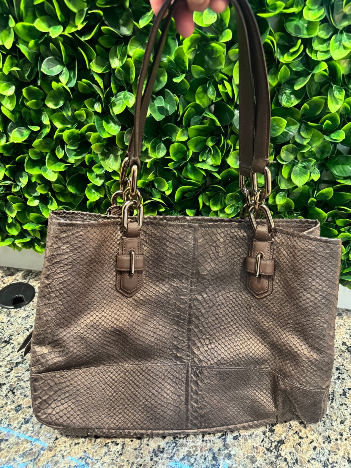 Authentic Coach Python Embossed Leather Tote Shou… - image 3