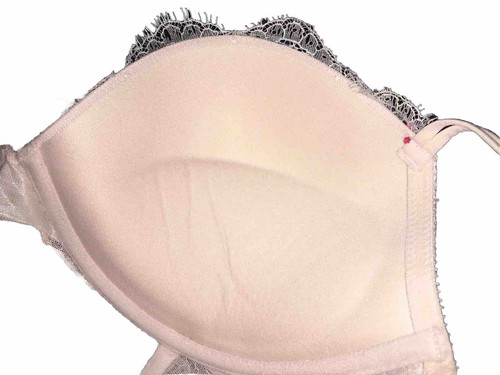 Victoria’s Secret WN SZ 36D Bustier Pink/White Lace Side Zip Push Up BRA BRIDAL - Picture 8 of 12