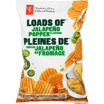 2-Pack President's Choice Loads off Jalapeño Popper Flavour Rippled Potato Chips
