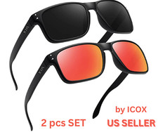 2 PACK Square Polarized Sunglasses For Men Women Driving Sun Glasses Fishing..