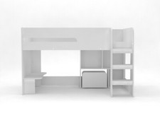 Single Children's Mid Sleeper with Mini Desk, Bookcase & Toybox, White